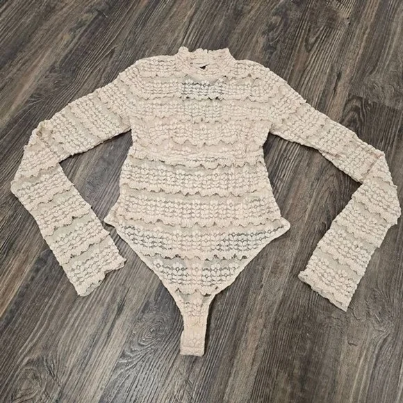 Free People Women's Angelina Bodysuit Size Large Beige - Picture 5 of 11